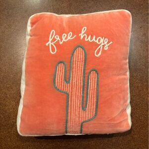 Primitives by Kathy Coral/Cream Rectangular Velveteen Pillow w Cactus